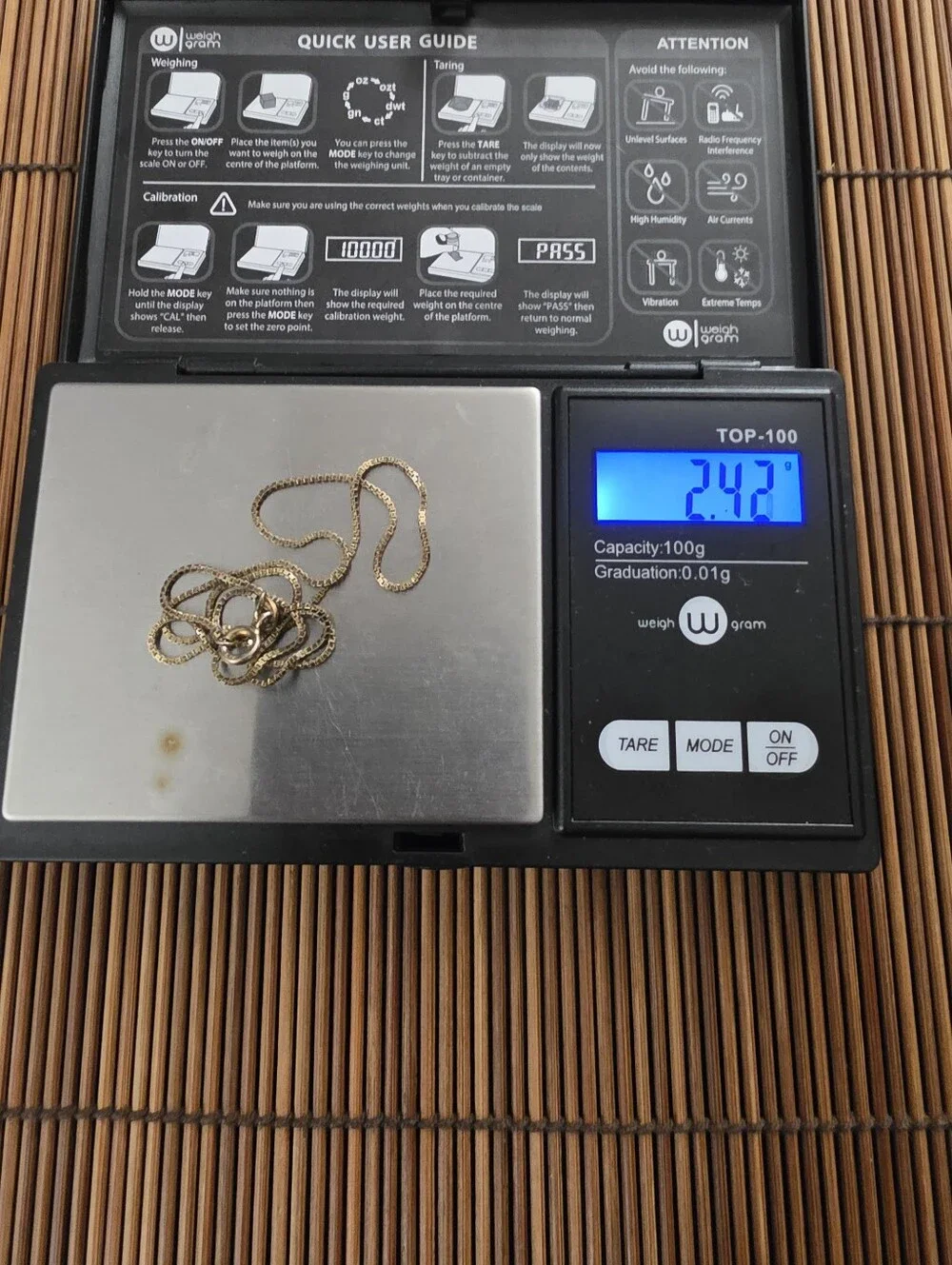 925 Silver Box Yellow Gold Chain (Vintage)